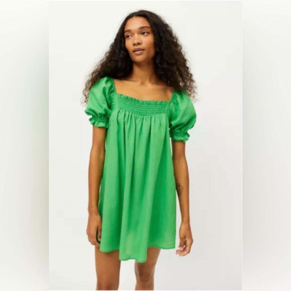 Urban Outfitters Linen Smocked Babydoll Dress